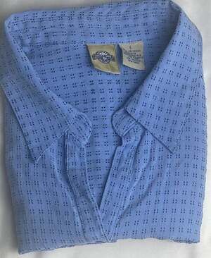 Shaver Lake Authentic Casual Women’s Collar Sleeveless Snaps Blue Top Size Large
